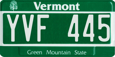 VT license plate YVF445