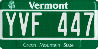 VT license plate YVF447