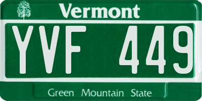 VT license plate YVF449
