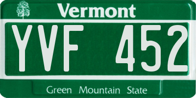VT license plate YVF452