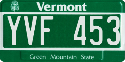 VT license plate YVF453