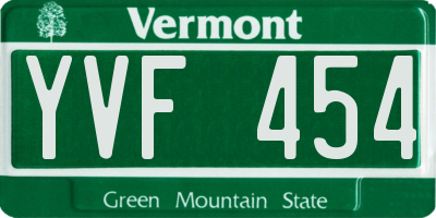 VT license plate YVF454
