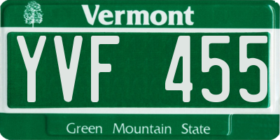VT license plate YVF455