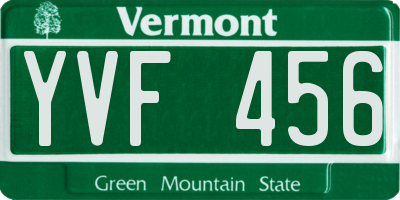 VT license plate YVF456