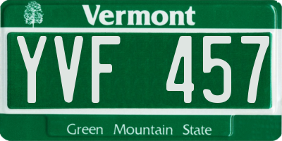 VT license plate YVF457