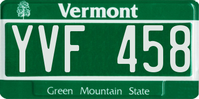 VT license plate YVF458