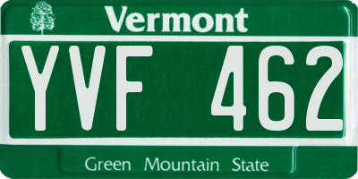 VT license plate YVF462