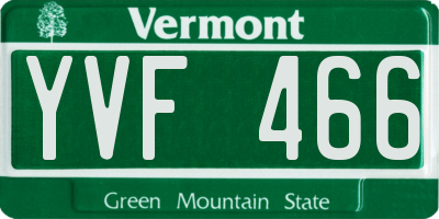 VT license plate YVF466