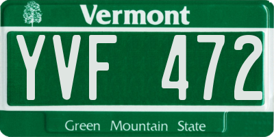 VT license plate YVF472