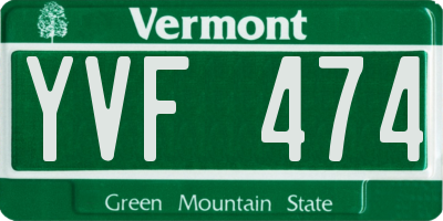 VT license plate YVF474