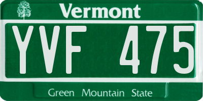 VT license plate YVF475