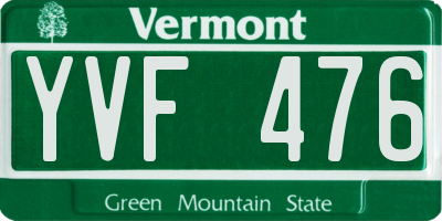 VT license plate YVF476