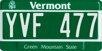 VT license plate YVF477