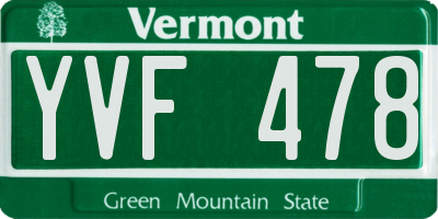 VT license plate YVF478