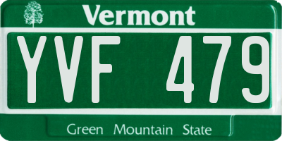 VT license plate YVF479