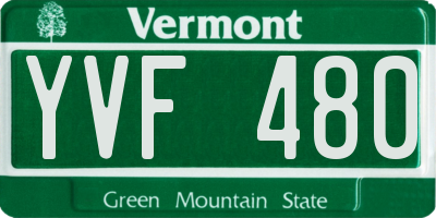 VT license plate YVF480