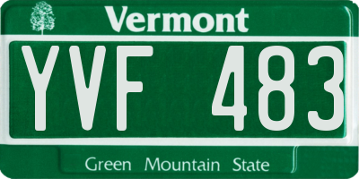 VT license plate YVF483