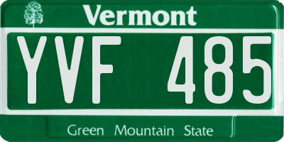VT license plate YVF485