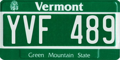 VT license plate YVF489