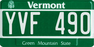 VT license plate YVF490