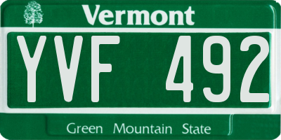 VT license plate YVF492