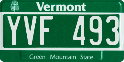 VT license plate YVF493
