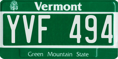 VT license plate YVF494