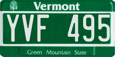 VT license plate YVF495