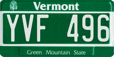 VT license plate YVF496