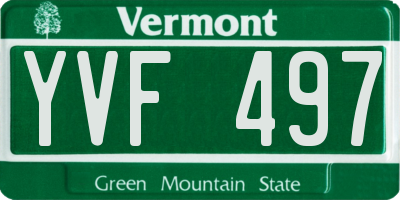 VT license plate YVF497