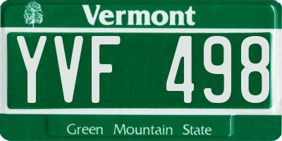 VT license plate YVF498