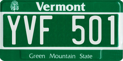 VT license plate YVF501