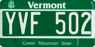 VT license plate YVF502