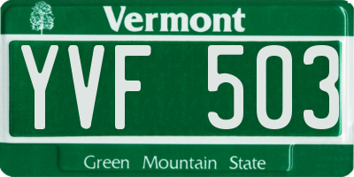 VT license plate YVF503