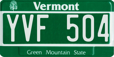 VT license plate YVF504