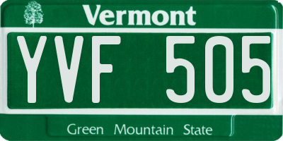 VT license plate YVF505
