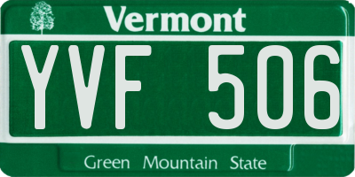 VT license plate YVF506