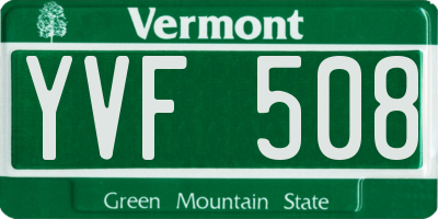 VT license plate YVF508