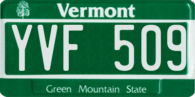 VT license plate YVF509
