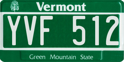 VT license plate YVF512