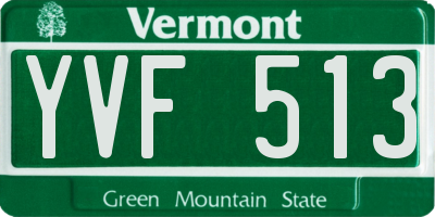 VT license plate YVF513