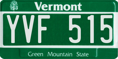 VT license plate YVF515
