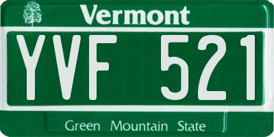 VT license plate YVF521