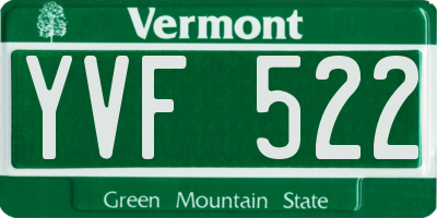 VT license plate YVF522