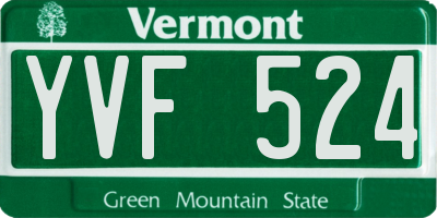VT license plate YVF524