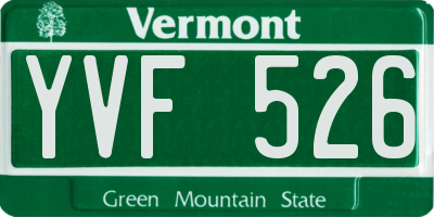VT license plate YVF526