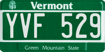 VT license plate YVF529