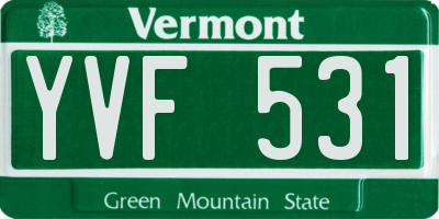 VT license plate YVF531