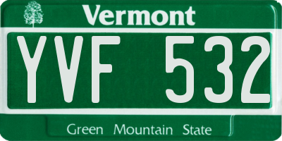 VT license plate YVF532
