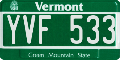 VT license plate YVF533